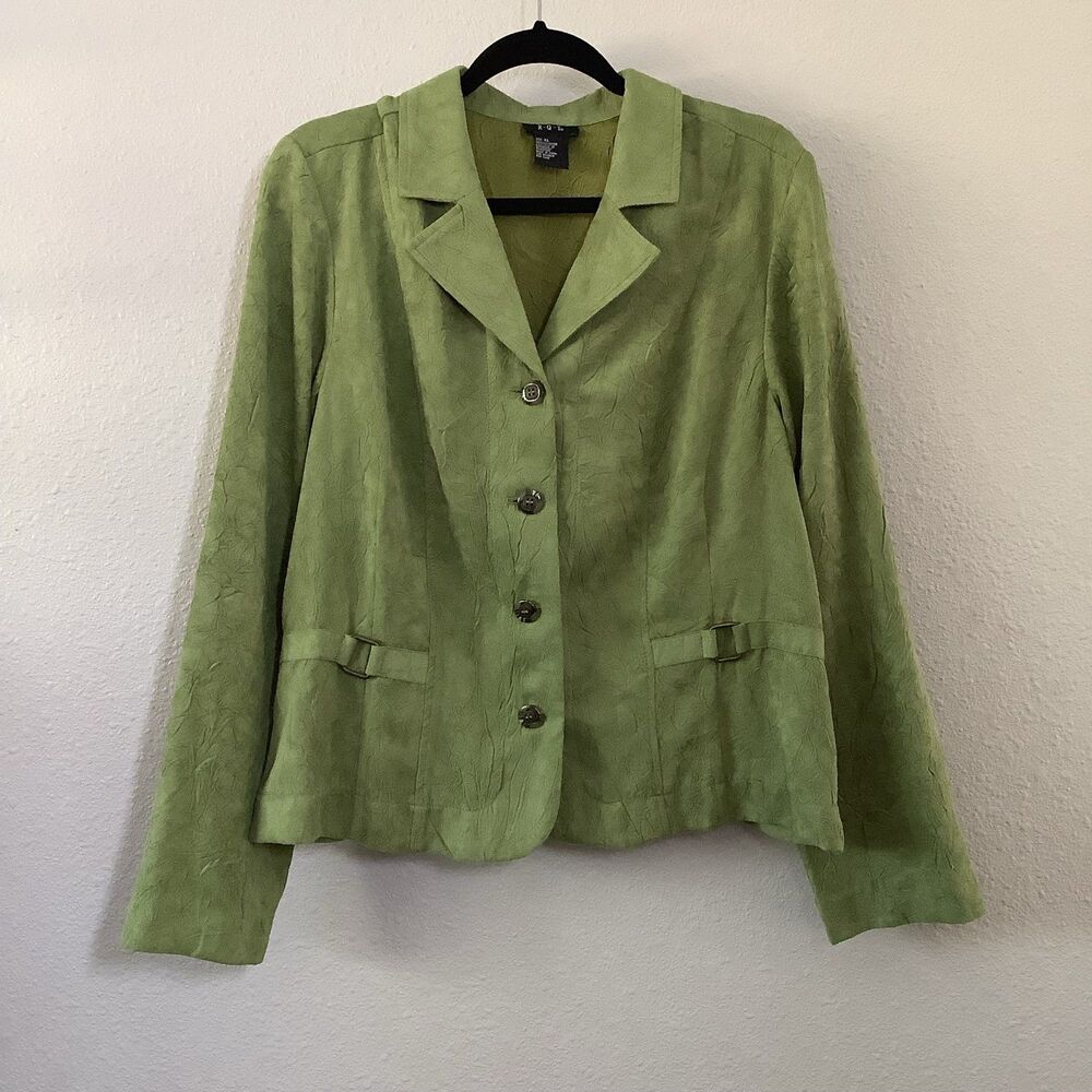 NWOT VTG Y2K Green Collared Patchwork‎ Goblincore Hobbit Grandpacore Shacket XL